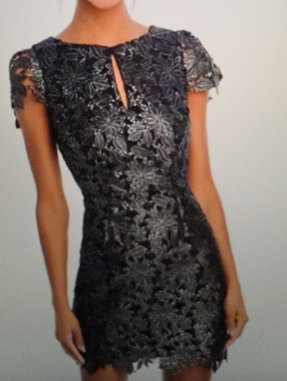 MILLY Shayna Lace Foiled Mini Dress Size 12 $550